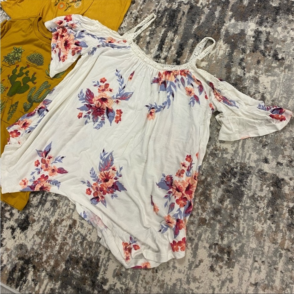 Three floral flowy shirts